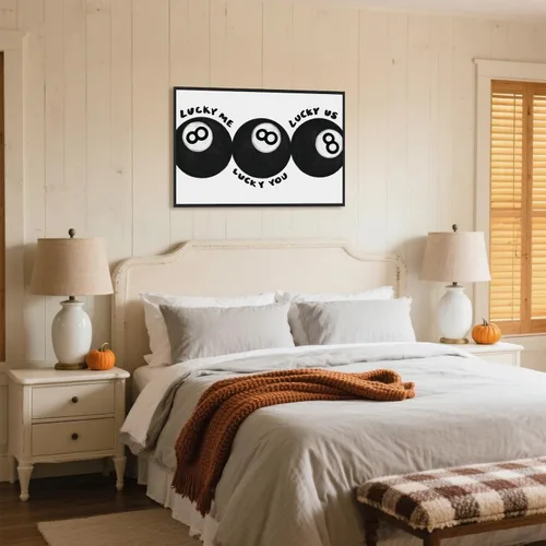 Vista 5 de Lucky Me Lucky You Arte de Pared Impreso Póster Moderno de Bola 8 en Blanco y Negro Decoración de Habitación de Niño Imagen Inspirada en Billar
