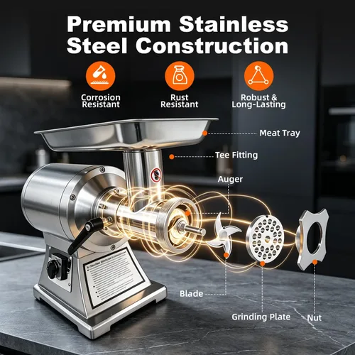 Vista 3 de Commercial Meat Grinder 750W Electric Meat Grinding Machine #22C
