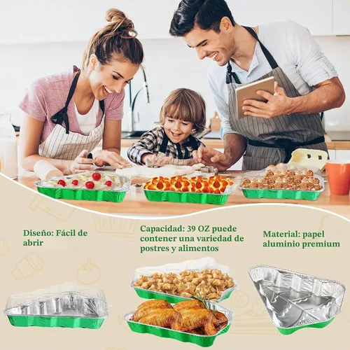 Vista 5 de Mini moldes para pasteles con tapas, 25 moldes de aluminio para hornear con tapas, desechables de aluminio, moldes individuales para galletas