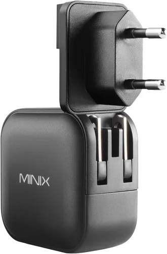 Vista 3 de MINIX P1 66W Turbo 3-Port GaN Cargador de pared de viaje USB C Adaptador de corriente rápida Foldable Plug (2x USB-C, 1x USB-A) Compatible with