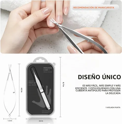 Vista 9 de ZIZZON Tijeras de cutículas extra finas curvadas profesionales precisas punta punta kit de aseo para cejas, pestañas, uñas y piel seca