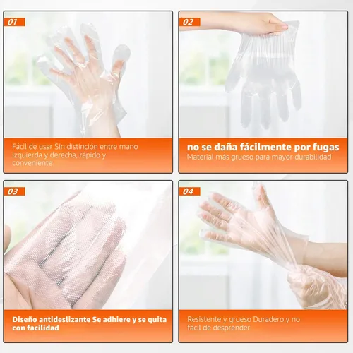 Vista 9 de Guantes desechables de plástico para manipulación de alimentos, servicio de cocina, guantes desechables para cocinar