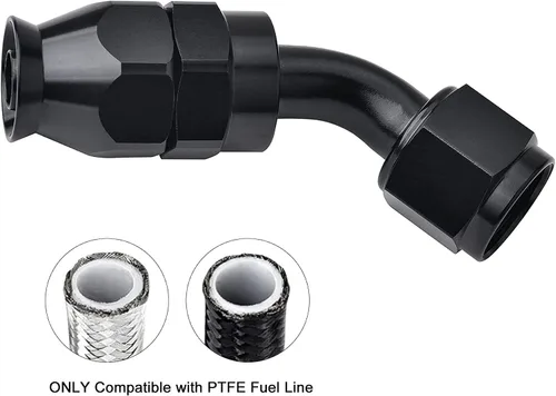 Vista 5 de EVIL ENERGY 10AN PTFE Extremo de Manguera 45 Grados Negro para Manguera PTFE Solo 2 Piezas