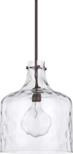 Vista 11 de HomePlace Lighting 325712MB Crawford - Lámpara colgante con tarro de vidrio transparente industrial/urbano, 1 luz de 100 vatios, 15 pulgadas de alto
