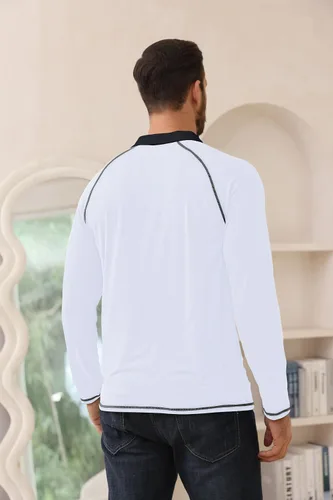 Vista 3 de Polo de manga larga para hombre, polo de golf ligero, ajuste regular, raglán
