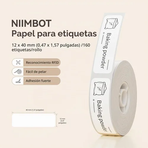 Vista 2 de NIIMBOT Cinta de etiquetadora térmica directa D11 para impresora de inyección de tinta en blanco