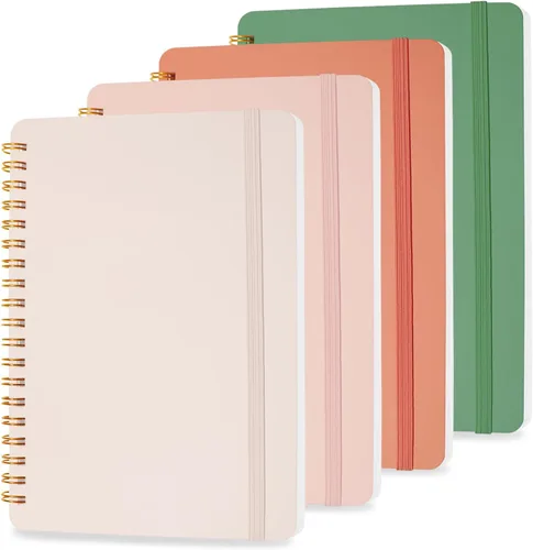 Vista 10 de 4 Pz Cuaderno en Espiral, Cuaderno Diario en Espiral, Cuadernos para Trabajo, Toma de Notas, Escuela, Cuadernos Pequeños con Correa, Cuadernos Negro