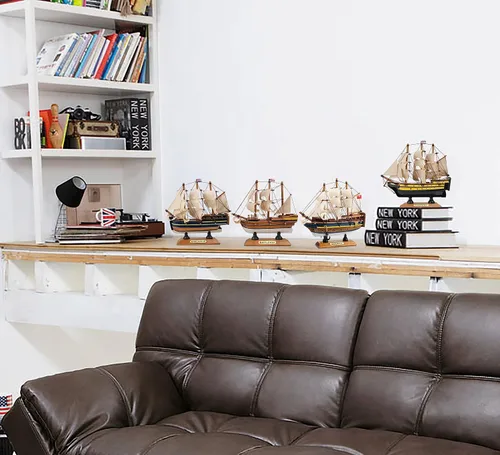 Vista 3 de Conjunto de 4 modelos de barcos clásicos de madera de SAILINGSTORY, Bounty, Endeavour, Mayflower, Victory, 16 cm, decoración de velero