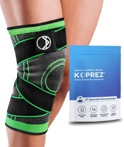 Vista 8 de Koprez Rodillera de compresión para hombres y mujeres – Rodillera de alta calidad para aliviar el dolor, correr, entrenar y apoyar la artritis