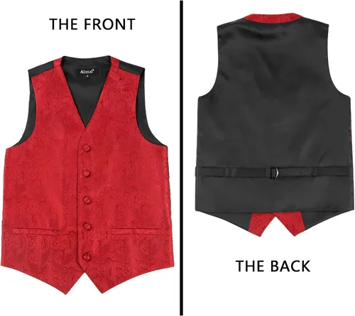 Vista 20 de Alizeal Conjunto de 2 piezas de corbata de lazo preatada de jacquard de cachemira con estampado floral clásico para niños