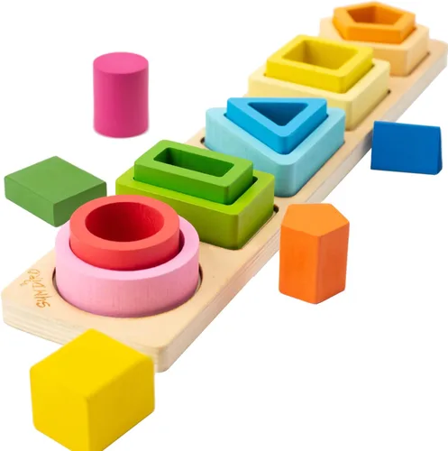 Vista 7 de Symdiro Montessori Juguetes para niños y niñas de 1, 2 y 3 años, juguetes de clasificación y apilamiento de madera para niños, juguetes para niños