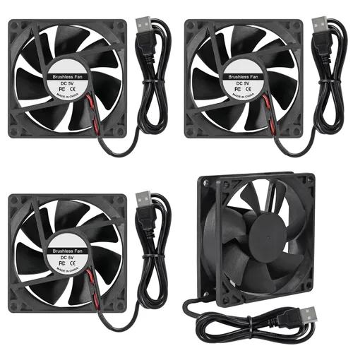 Vista 2 de 4pcs 8025 Ventilador de enfriamiento 3.150x3.150x0.984 in DC 5V USB Cooler Brushless 3.150 in XH2.54 para DIY PC PC PC Case (5V USB)