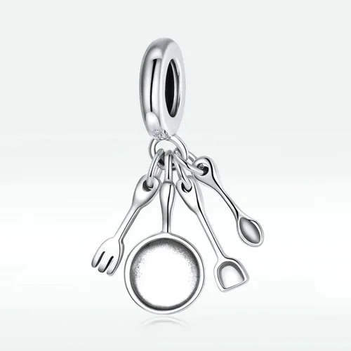 Vista 2 de Abalorio de plata de ley 925 con diseño de tijeras para abalorios de pandora
