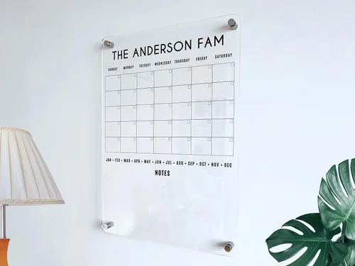 Vista 2 de Calendario familiar acrílico personalizado vertical, calendario personalizado 2026, planificador de pared personalizado, pizarra de borrado en seco
