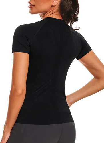 Vista 2 de Stelle Camisetas de entrenamiento para mujer, sin costuras, de manga larga, con agujeros para el pulgar para deportes, correr, atléticas, ajustadas