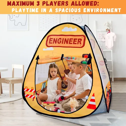 Vista 4 de 1 pieza Tienda de campaña de ingeniería para niños, piscina de pelotas para niños pequeños, casa de juegos plegable para interiores y exteriores