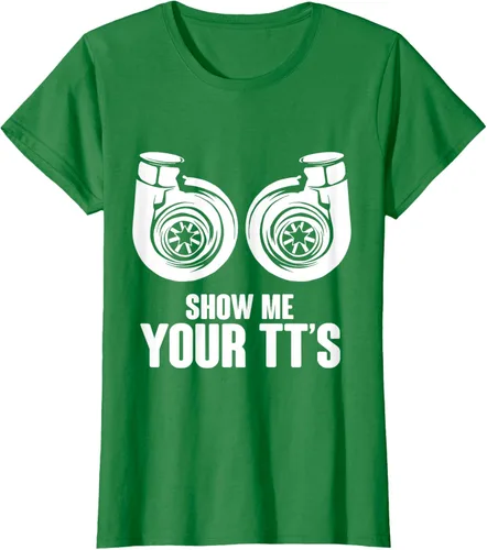 Vista 29 de Funny Show Me Your TT's Twin Turbo Car Racing Camiseta, Negro, S