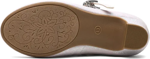 Vista 6 de DREAM PAIRS Zapatos de vestir Mary Jane de tacón bajo para niñas con flores de princesa para bodas y fiestas