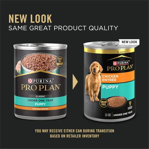 Vista 2 de Purina Pro Plan - Alimento húmedo para cachorros, entrante clásico de pollo, (12) latas de 13 onzas
