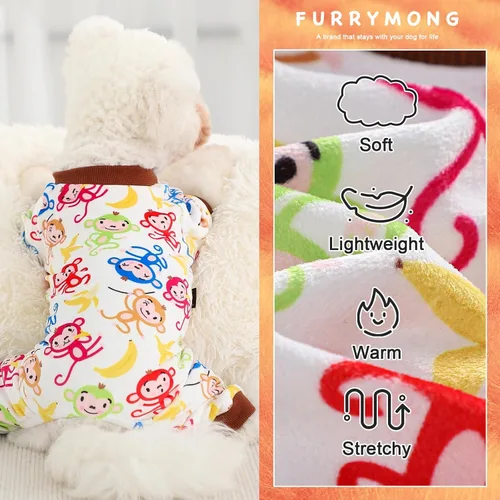 Vista 8 de Pijamas de otoño para perros pequeños, suéter elástico de vellón para cachorros, ropa cálida, ropa para mascotas (XS, mono marrón)