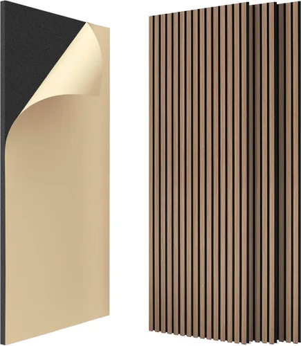 Vista 27 de IZODEKOR Paneles de pared acústicos de madera de 23.5 x 23.5 pulgadas (paquete de 2) – Paneles decorativos absorbentes de sonido para decoración