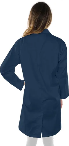 Vista 4 de NY Threads Abrigo de laboratorio profesional para mujer, abrigo médico largo de polialgodón de manga completa