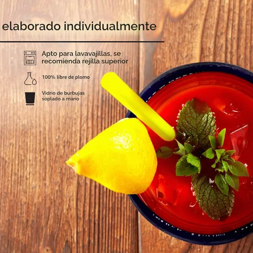 Vista 4 de Vasos de 10 onzas con borde azul cobalto (juego de 6), vidrio reciclado, sin plomo, sin toxinas (Tumbler)
