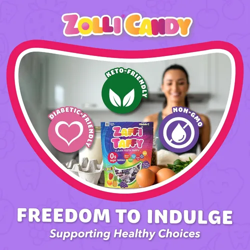 Vista 6 de Zaffi Taffy - Caramelos sin azúcar, sin tintes, aptos para dieta cetogénica y diabéticos, golosinas aprobadas por dentistas para niños