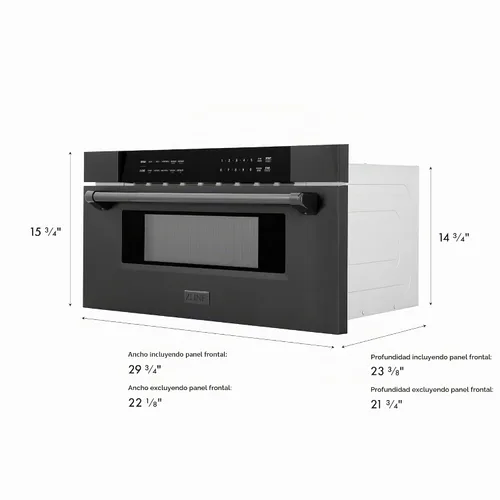 Vista 3 de ZLINE 30" 1.2 pies cúbicos. Microondas empotrado con cajón en acero inoxidable negro