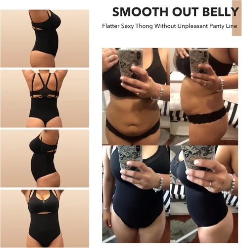 Vista 3 de FeelinGirl Tanga moldeadora para mujer, firme, triple control de abdomen, moldeador de cuerpo, cintura alta, faja invisible, bragas