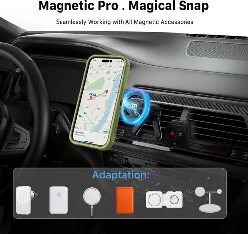 Vista 3 de M MYBAT PRO Maverick Series - Funda para iPhone 15 Pro Max con funda de clip para cinturón, [compatible con Magsafe] con protector de pantalla