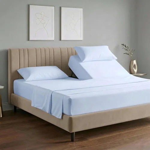 Vista 7 de Juego de sábanas King 100% de algodón egipcio para cama ajustable, cabezal dividido de 34 pulgadas, juego de sábanas King flexible para cama