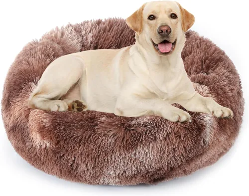 Vista 22 de NOYAL Cama Calmante en Forma de Rosquilla para Perros Pequeños a Medianos y Gatos - Cama de Mascotas de Felpa Sintética Anti-Ansiedad con Funda