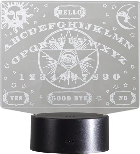 Vista 7 de Ebros Gift Ouija Spirit Board Eye of Providence Pentagram Grabado Cristal Acrílico Transparente LED Luz Nocturna Mistificante Oracle Wicca Magia