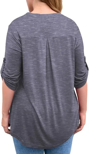 Vista 3 de a.Jesdani - Blusas de manga 34 que se enrollan, con cuello en V, diseño tipo túnica, talla extragrande para mujer