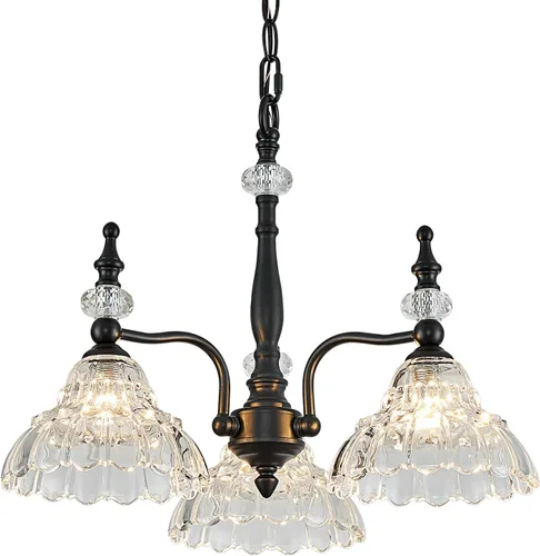 Vista 14 de HDDFL Candelabro de 3 luces, lámpara moderna colgante para comedor, entrada, sala de estar, dormitorio, cocina, marrón y latón