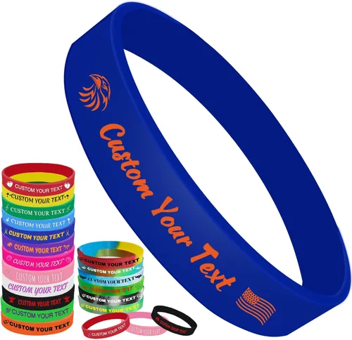 Vista 14 de Pulseras de silicona personalizadas Pulseras de goma de aduana a granel para eventos con texto de logotipo, pulseras personalizadas, regalos