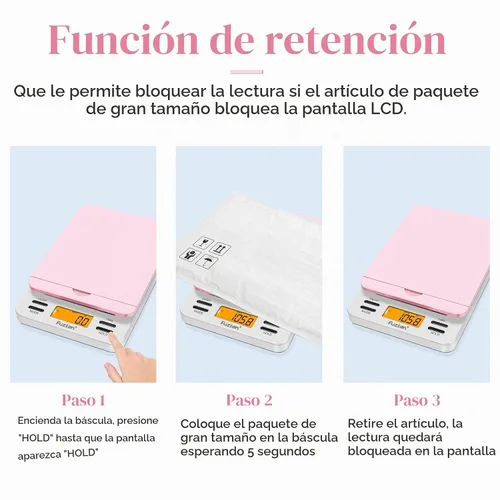 Vista 4 de Fuzion Báscula postal digital, báscula de envío de 86 lb/0.1oz para paquetes con retención y tara, báscula de franqueo con soporte abatible, báscula
