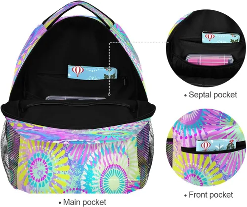 Vista 7 de Kcldeci Mochila para niños pequeños, para escuela, niñas, flores, coloridas, para niños, niñas, bolsas escolares, mochila para libros de primaria