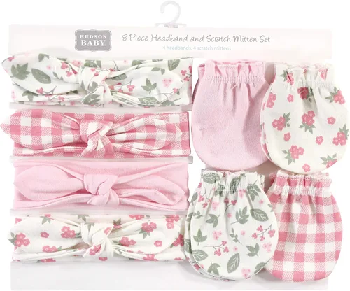 Vista 96 de Hudson Baby Conjunto de diadema de algodón y manoplas para rascar para bebé