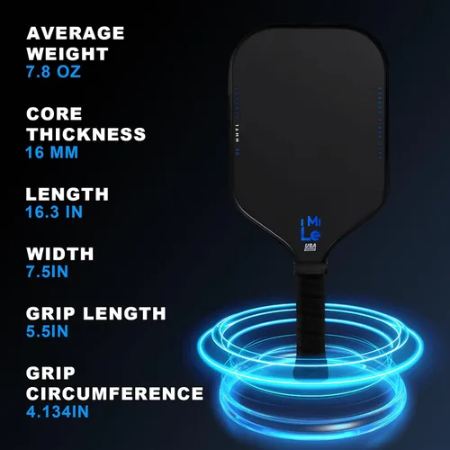 Vista 2 de Paletas de pickleball de fibra de carbono aprobadas por USAPA - Superficie de fibra de carbono cruda T700, núcleo de panal de polipropileno de 0.63