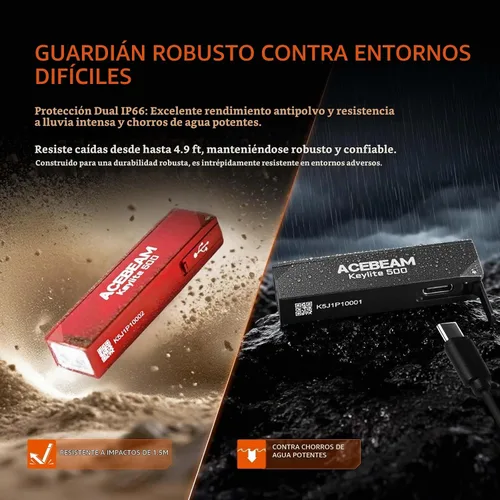 Vista 9 de ACEBEAM Keylite - Linterna de 500 lúmenes altos, luz EDC de bolsillo plano