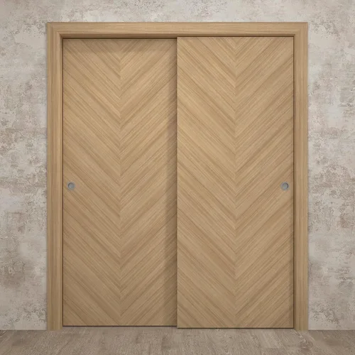 Vista 4 de SARTODOORS Panel de puerta de losa interior de 18 x 80 pulgadas Ego 5005 roble natural Puertas de chapa de madera Armario de bolsillo Natural