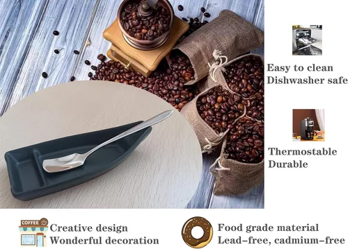 Vista 5 de Cuchara agitadora de café y reposo para accesorios de cafetería, soporte para cuchara pequeña para estación de café, soporte para cuchara de café