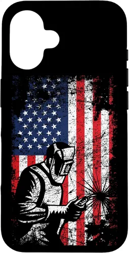 Vista 31 de Welder Gifts - Funda de soldadura patriótica con bandera estadounidense para iPhone 17