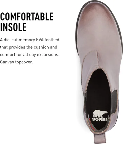 Vista 5 de SOREL Botas Chelsea Emelie II para mujer, botas de lluvia de cuero impermeables
