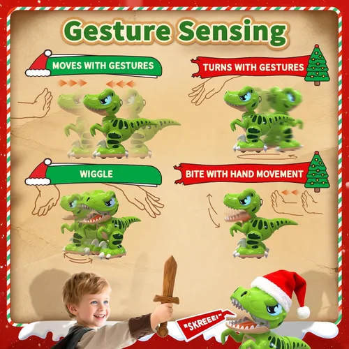 Vista 3 de P&C - Juguetes de dinosaurio con control remoto para niños, color verde