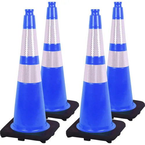 Vista 27 de Conos de Tráfico de PVC Naranja/Verde Fluorescente, Cono de Estacionamiento con Base Negra Pesada Estructuralmente Estable Resistente a