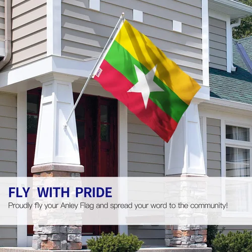 Vista 2 de ANLEY Fly Breeze - Bandera de Myanmar de 3 x 5 pies, color vivo y a prueba de decoloración, cabecera de lona y doble costura, banderas de poliéster
