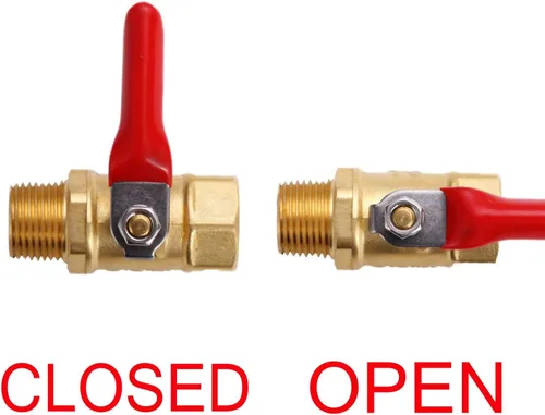 Vista 4 de Litorange 2 piezas de latón sin plomo Mini válvula de bola interruptor de apagado 1/4 "NPT macho x 1/4 pulgadas NPT hembra accesorios de tubería